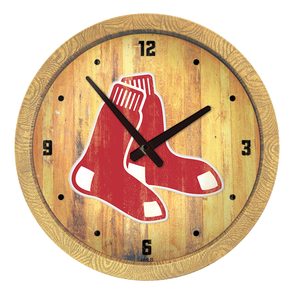 Boston Red Sox Weathered "Faux" Barrel Top Clock  
