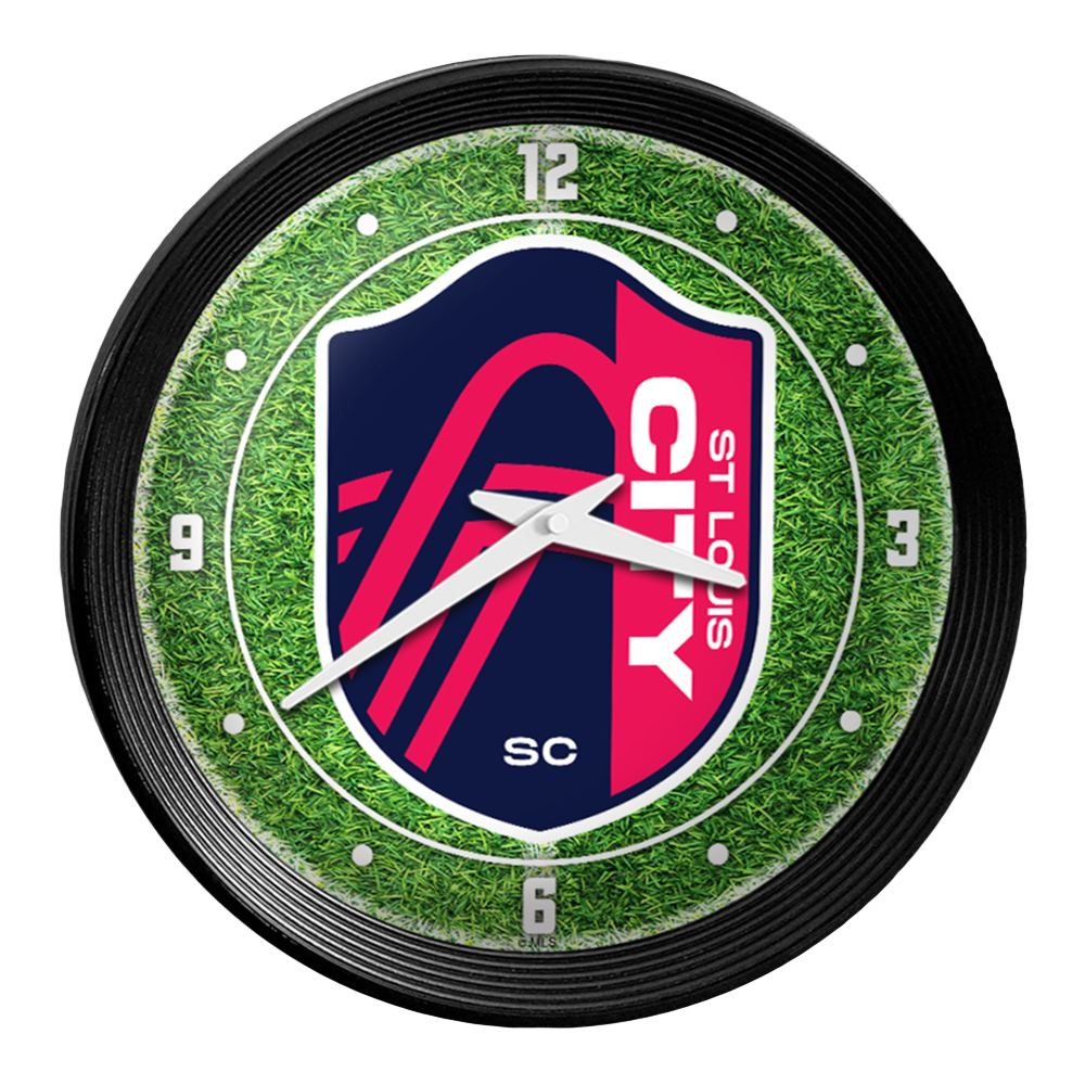 St. Louis CITYSC: Pitch - Ribbed Frame Wall Clock