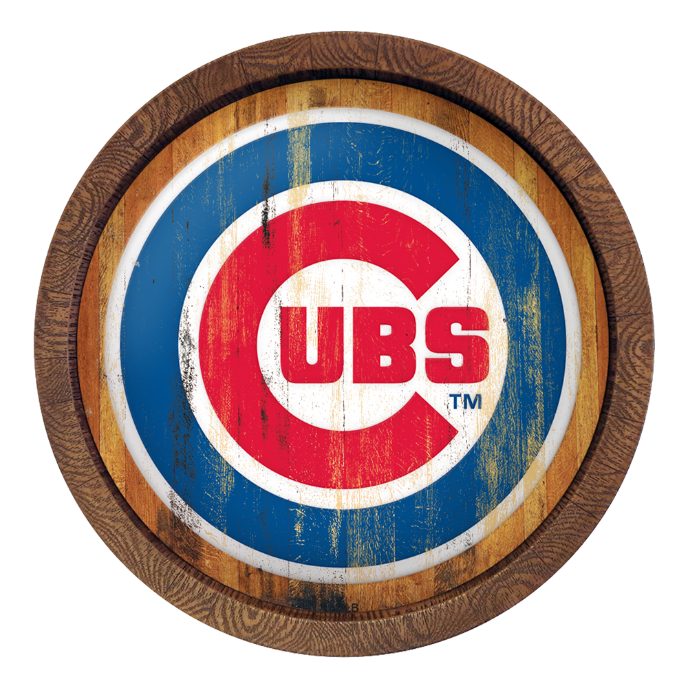 Chicago Cubs Weathered "Faux" Barrel Top Sign  