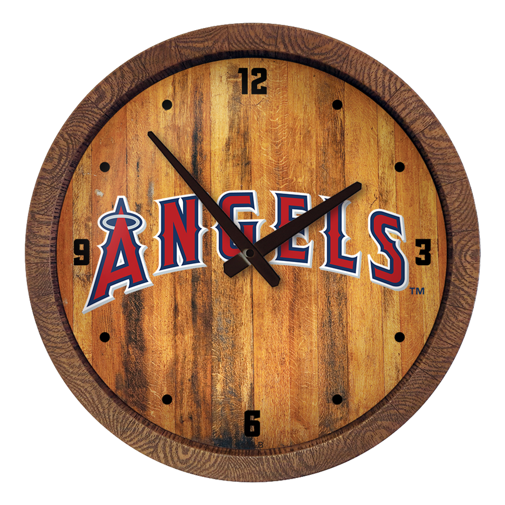 Los Angeles Angels Wordmark - "Faux" Barrel Top Clock  