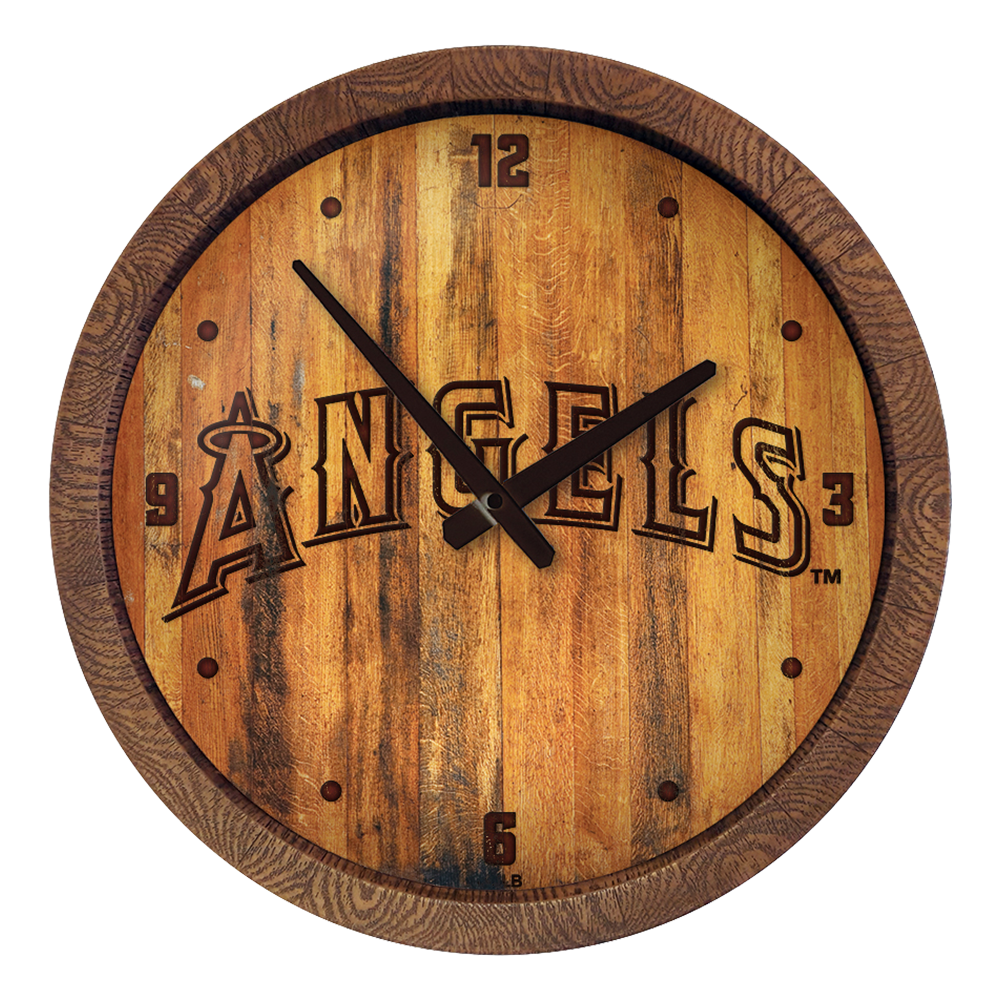 Los Angeles Angels Wordmark - Branded "Faux" Barrel Top Clock  