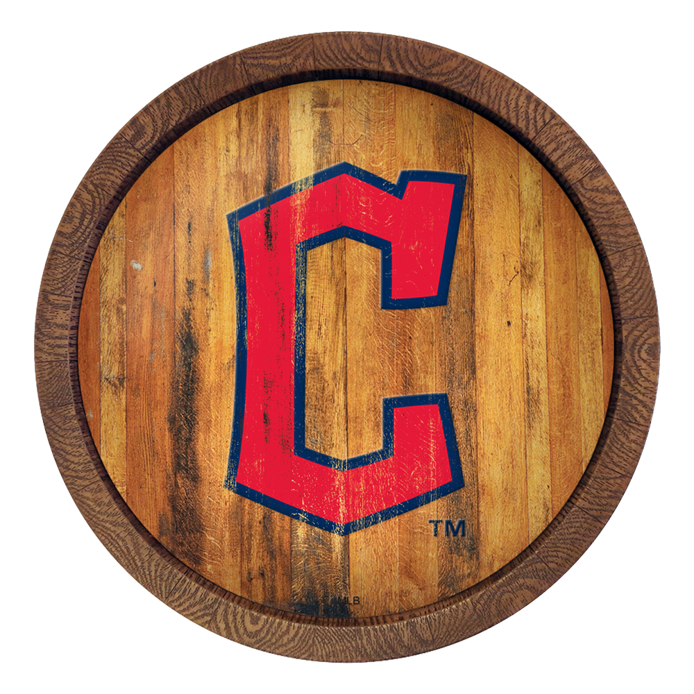 Cleveland Guardians Logo - Weathered "Faux" Barrel Top Sign  