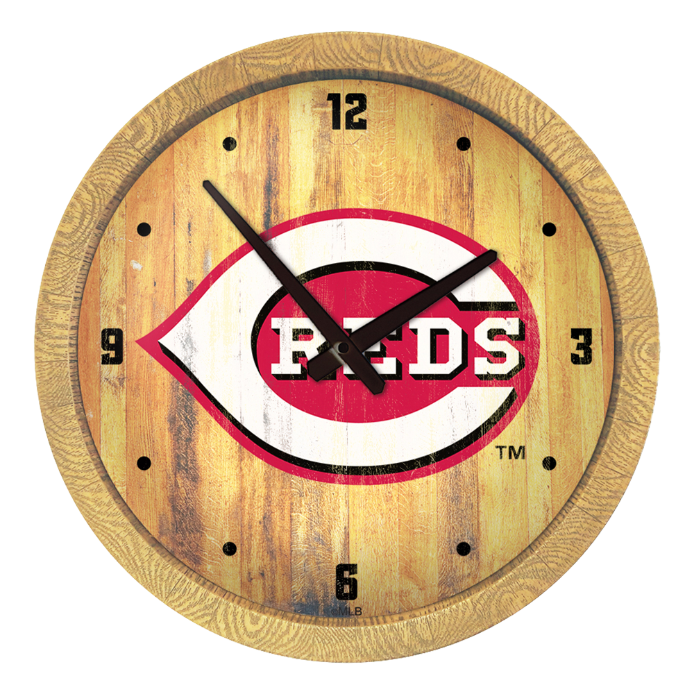 Cincinnati Reds Weathered "Faux" Barrel Top Clock  