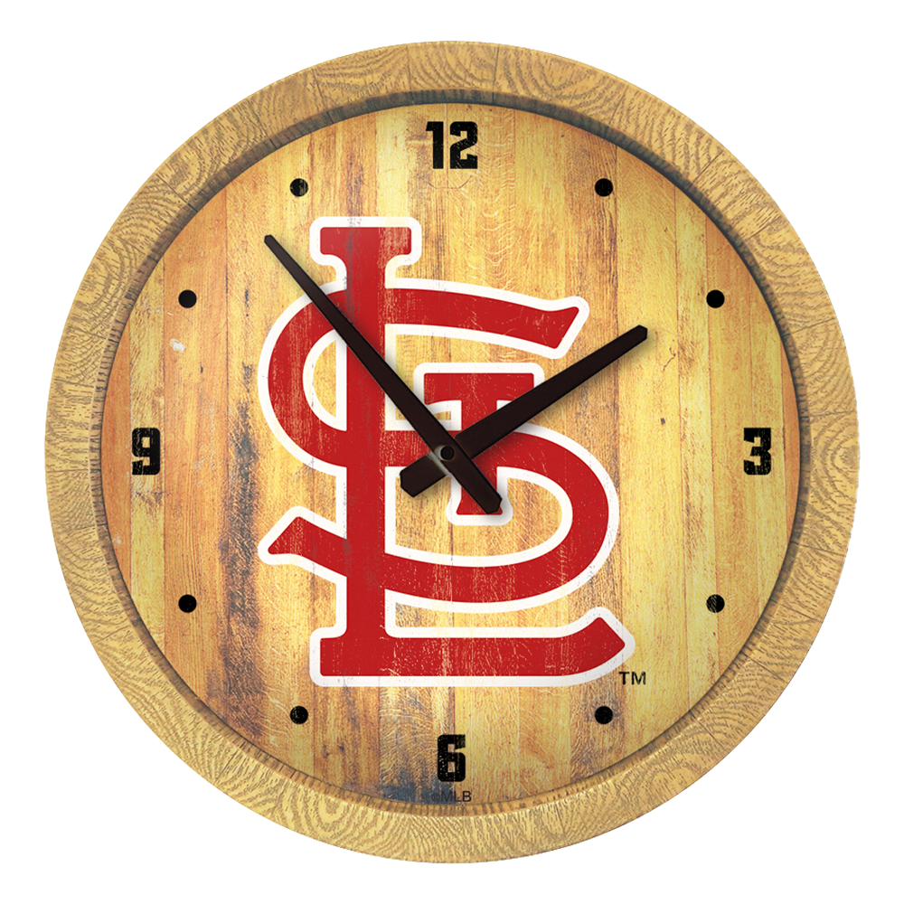St. Louis Cardinals: Logo - Weathered "Faux" Barrel Top Clock   