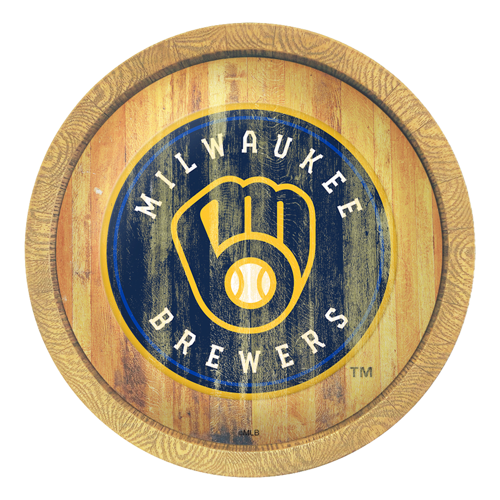 Milwaukee Brewers Weathered "Faux" Barrel Top Sign  