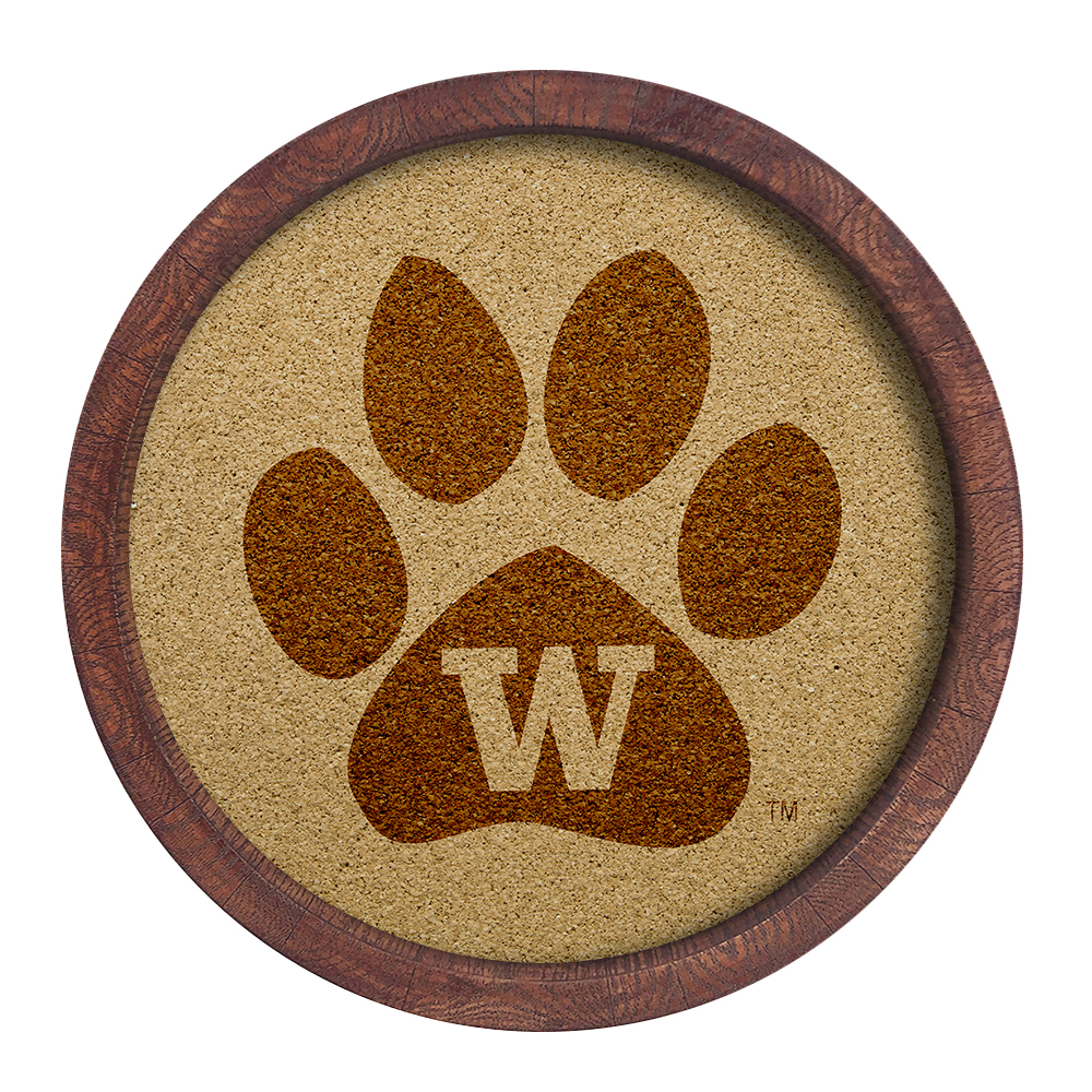 Washington Huskies Paw - "Faux" Barrel Framed Cork Board  