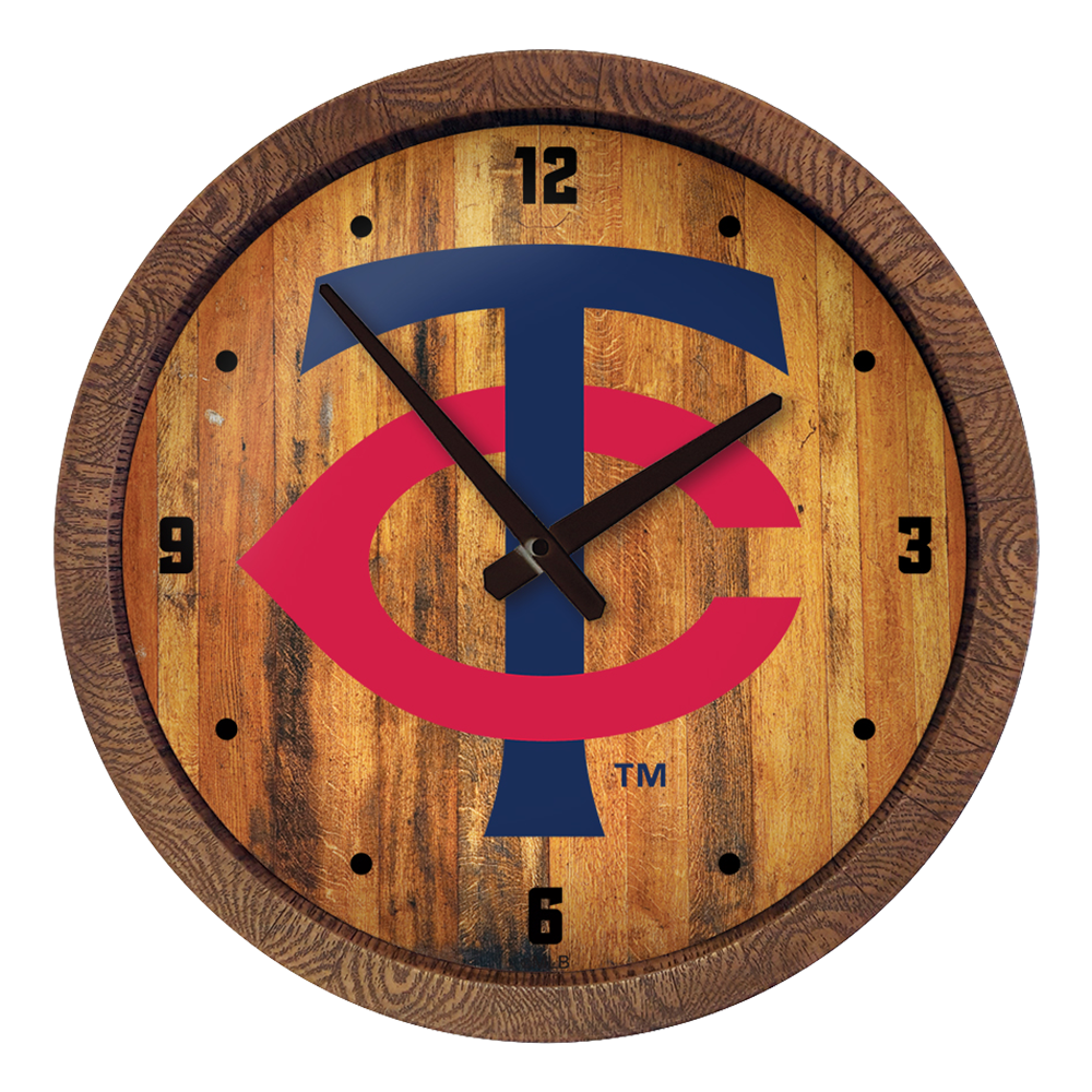 Minnesota Twins Logo - "Faux" Barrel Top Clock  