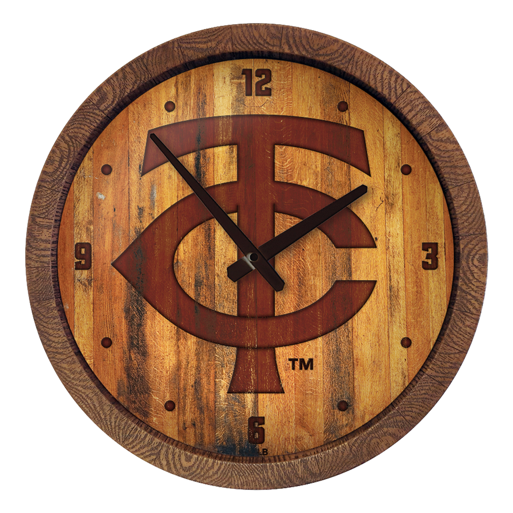 Minnesota Twins Logo - Branded "Faux" Barrel Top Clock  