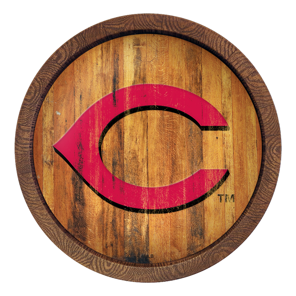 Cincinnati Reds Logo - Weathered "Faux" Barrel Top Sign  