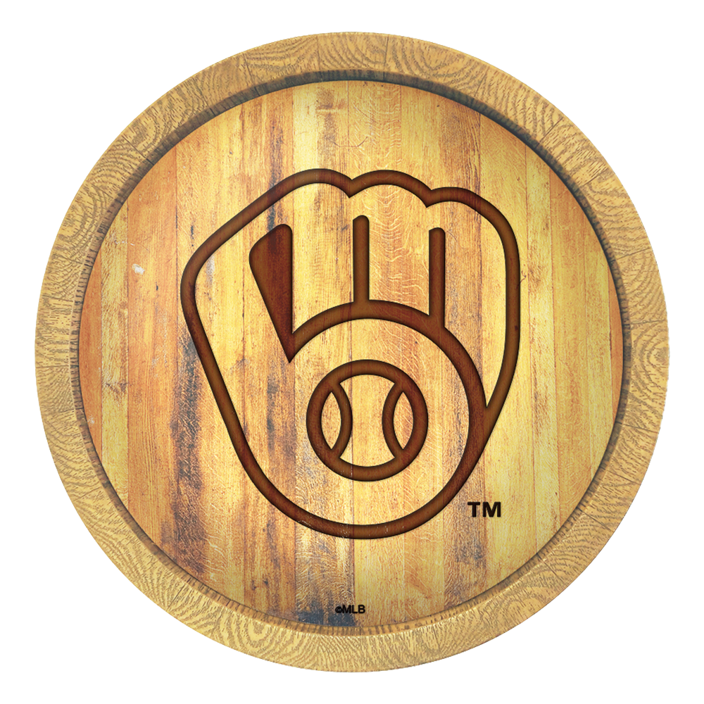 Milwaukee Brewers Logo - Branded "Faux" Barrel Top Sign  
