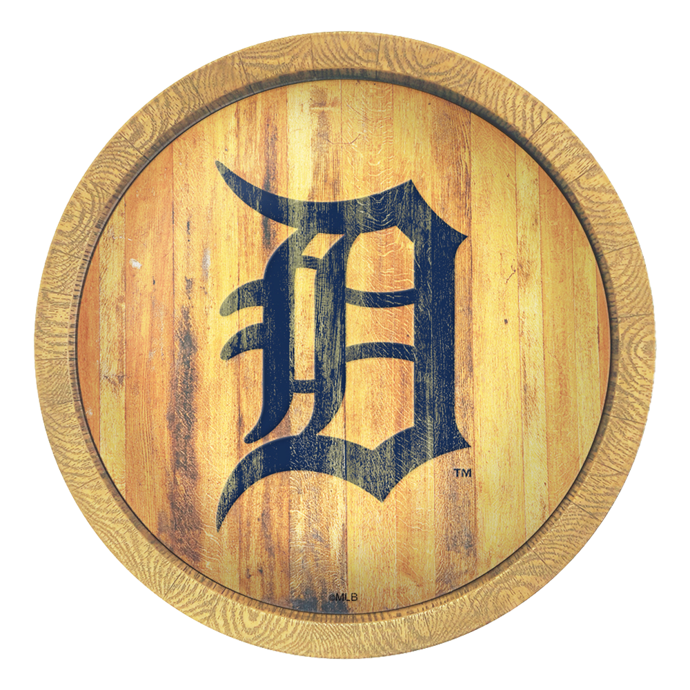 Detroit Tigers Logo - Weathered "Faux" Barrel Top Sign  