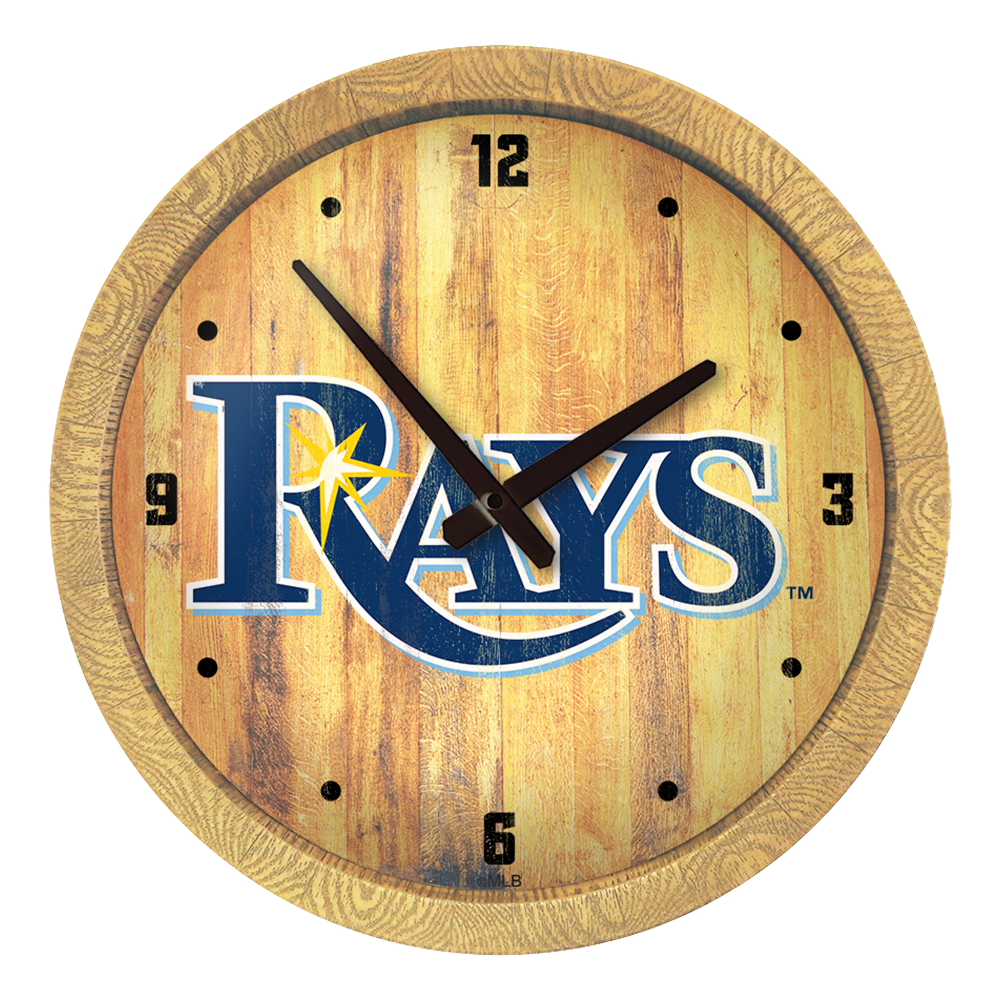 Tampa Bay Rays Weathered "Faux" Barrel Top Clock  