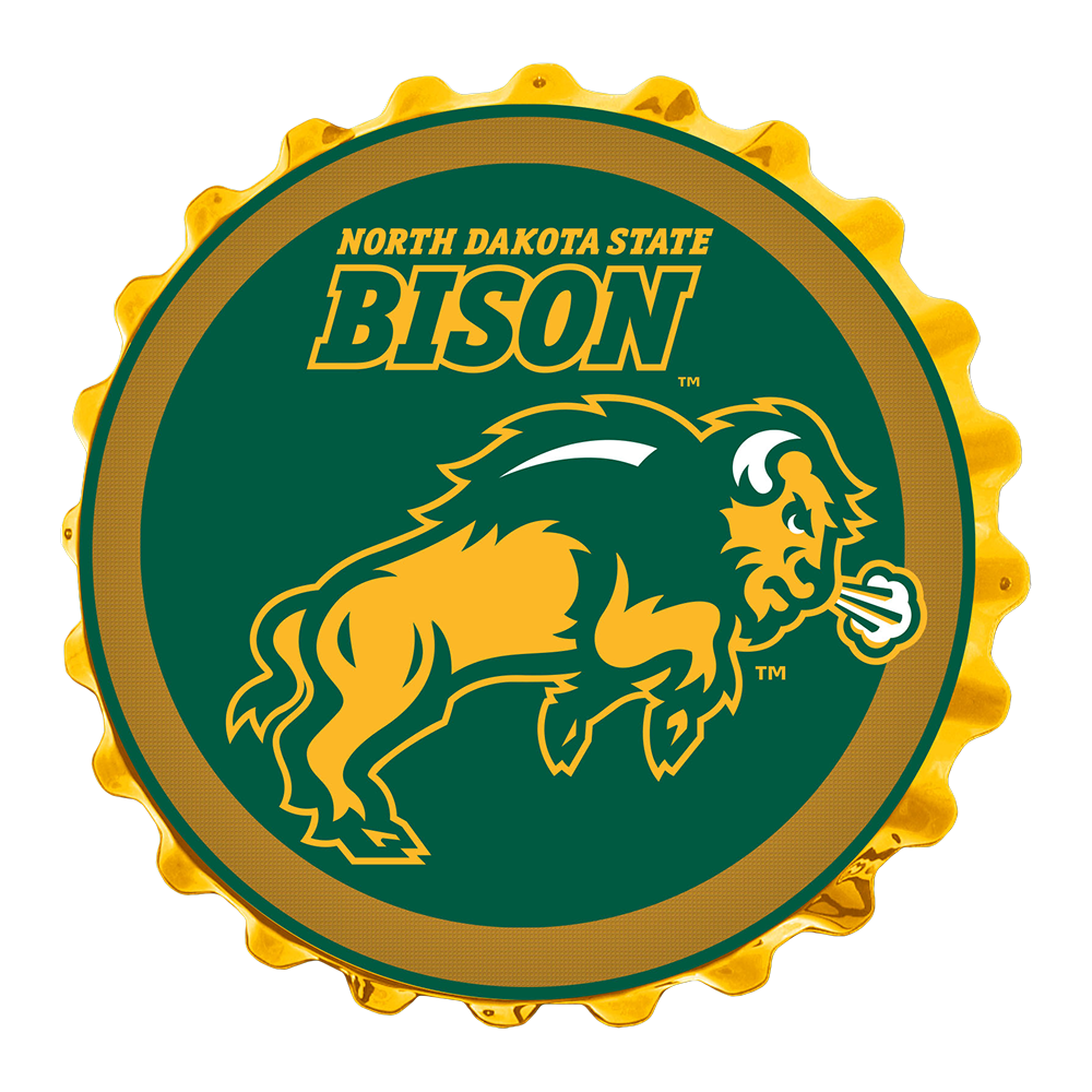 North Dakota State Bison Charging - Bottle Cap Wall Sign  