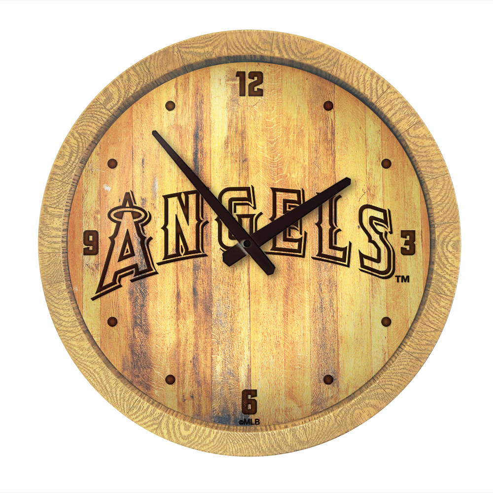 Los Angeles Angels Wordmark - Branded "Faux" Barrel Top Clock  