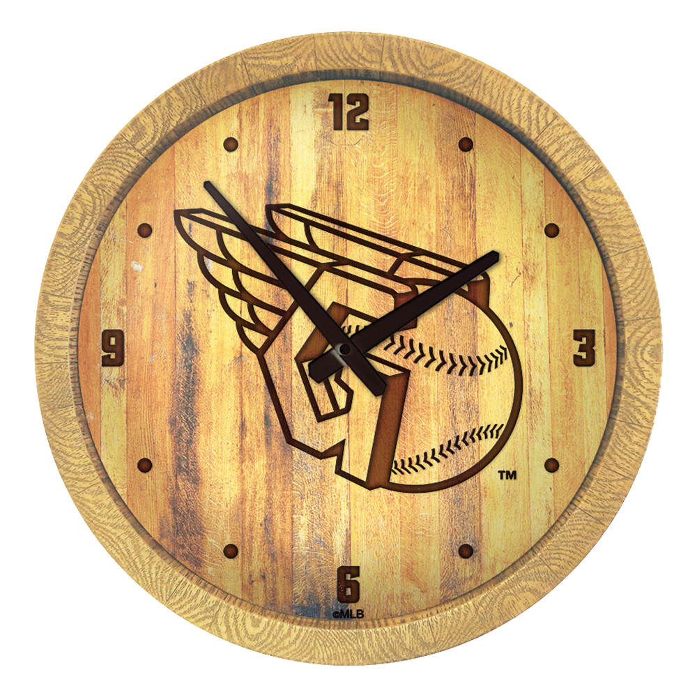 Cleveland Guardians Branded "Faux" Barrel Top Clock  