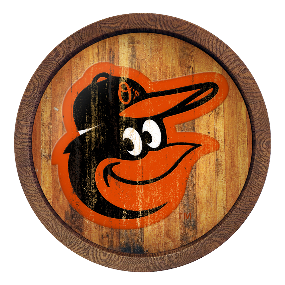 Baltimore Orioles: Weathered "Faux" Barrel Top Sign   