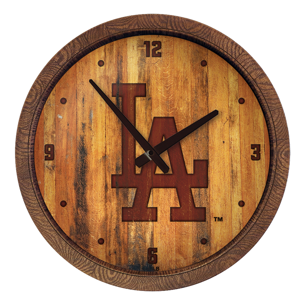 Los Angeles Dodgers Logo - Branded "Faux" Barrel Top Clock  