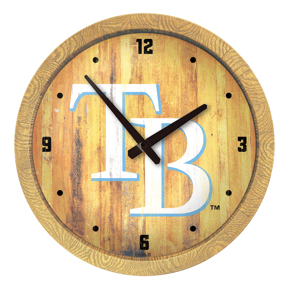 Tampa Bay Rays Logo - Weathered "Faux" Barrel Top Clock  