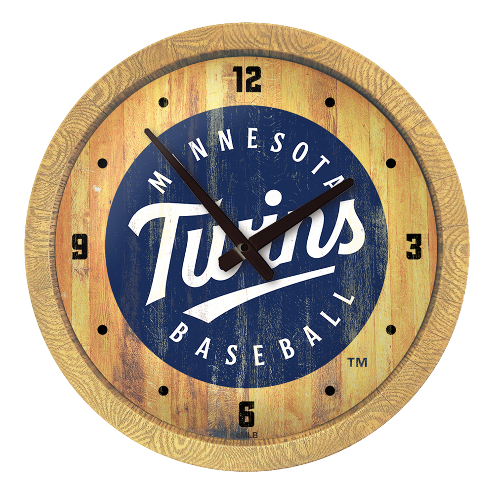 Minnesota Twins Weathered "Faux" Barrel Top Clock  