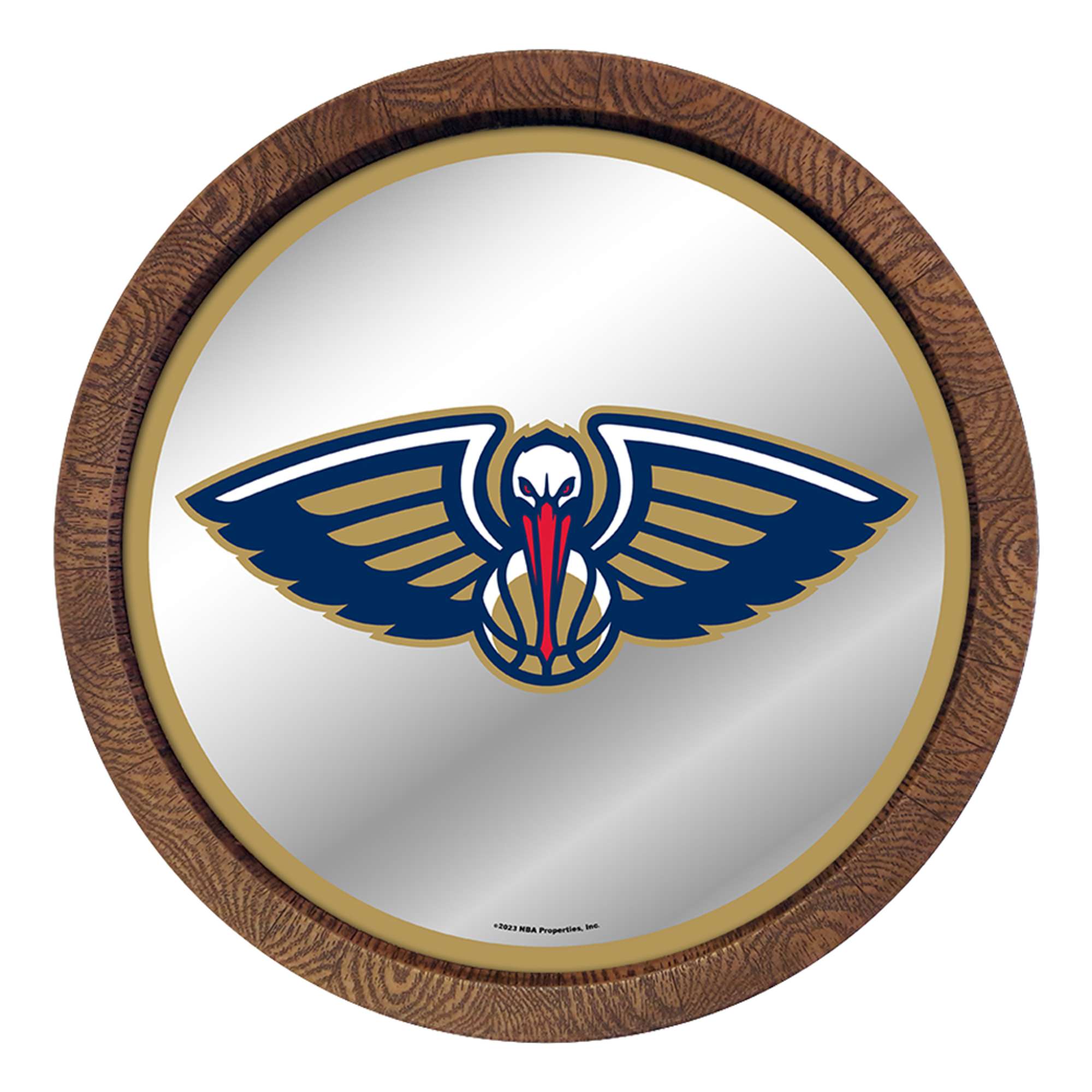 New Orleans Pelicans: "Faux" Barrel Top Mirrored Wall Sign    