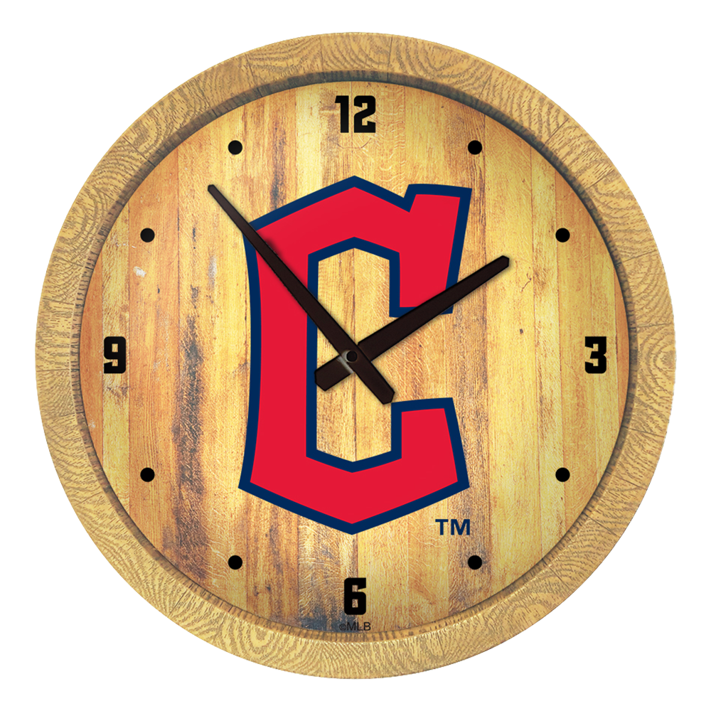 Cleveland Guardians Logo - "Faux" Barrel Top Clock  