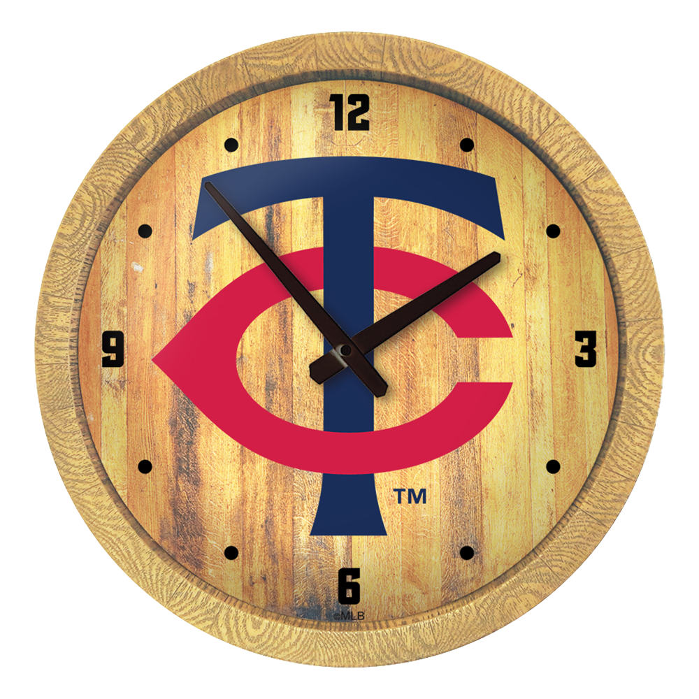 Minnesota Twins Logo - "Faux" Barrel Top Clock  