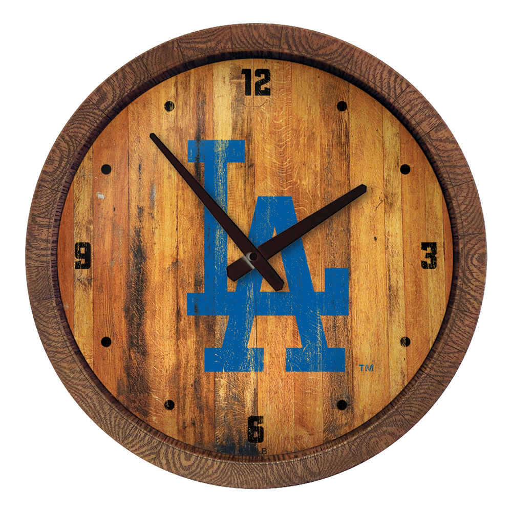 Los Angeles Dodgers Logo - Weathered "Faux" Barrel Top Clock  