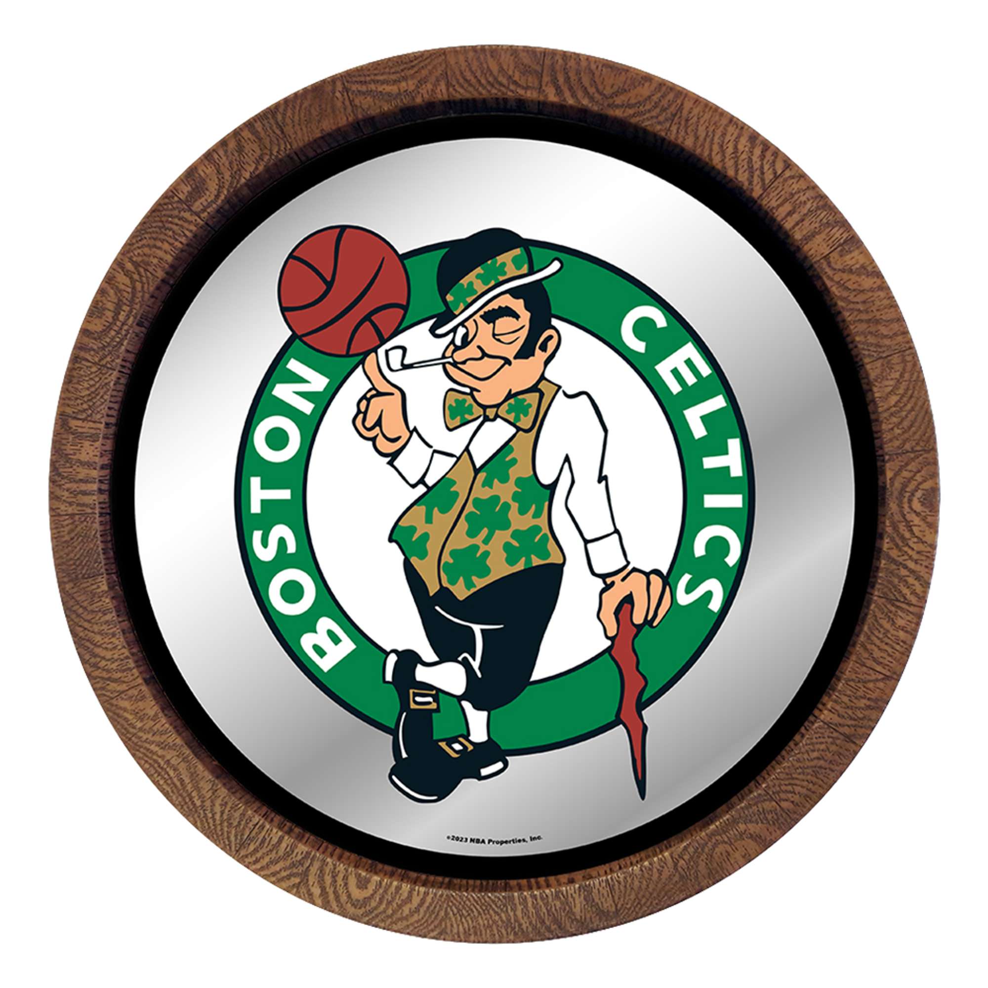Boston Celtics: "Faux" Barrel Top Mirrored Wall Sign    