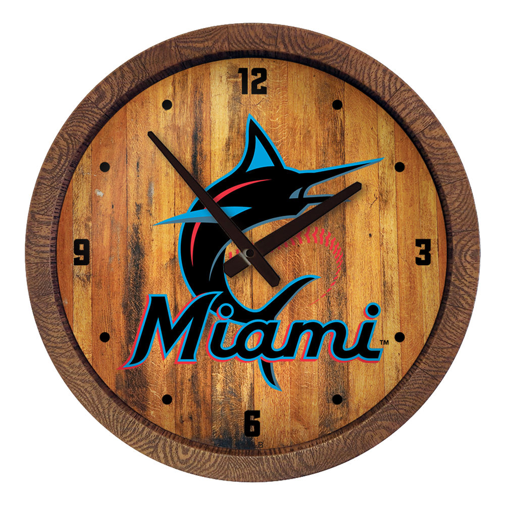 Miami Marlins "Faux" Barrel Top Clock  