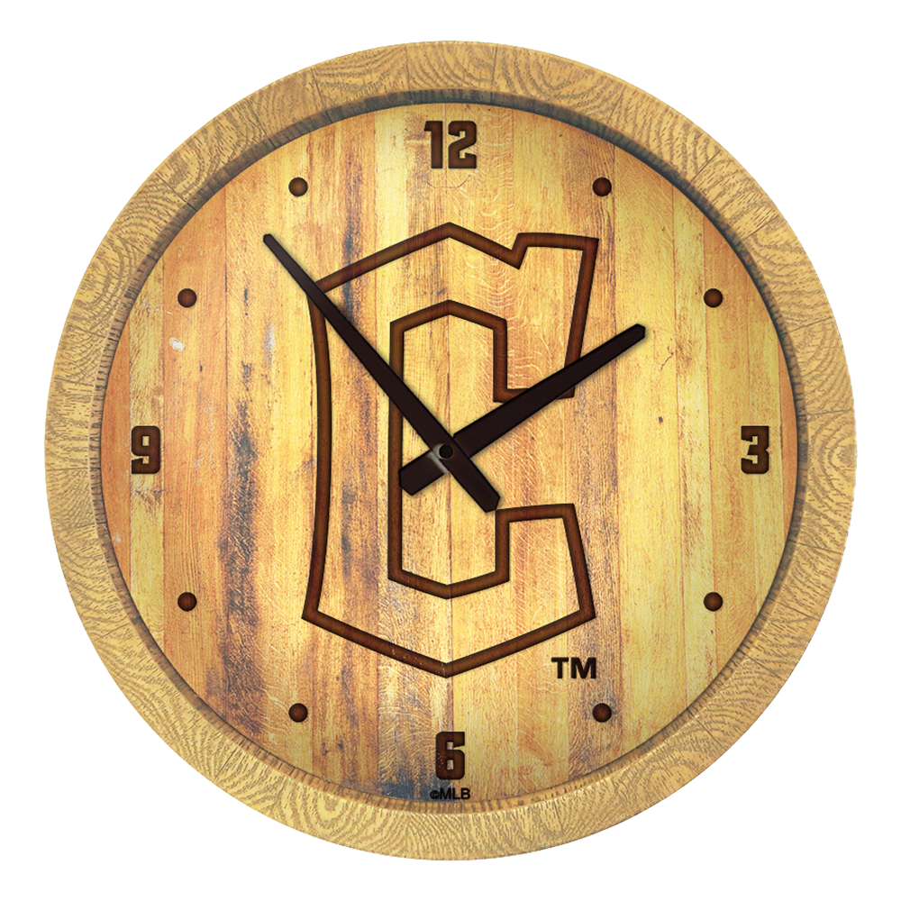 Cleveland Guardians Logo - Branded "Faux" Barrel Top Clock  