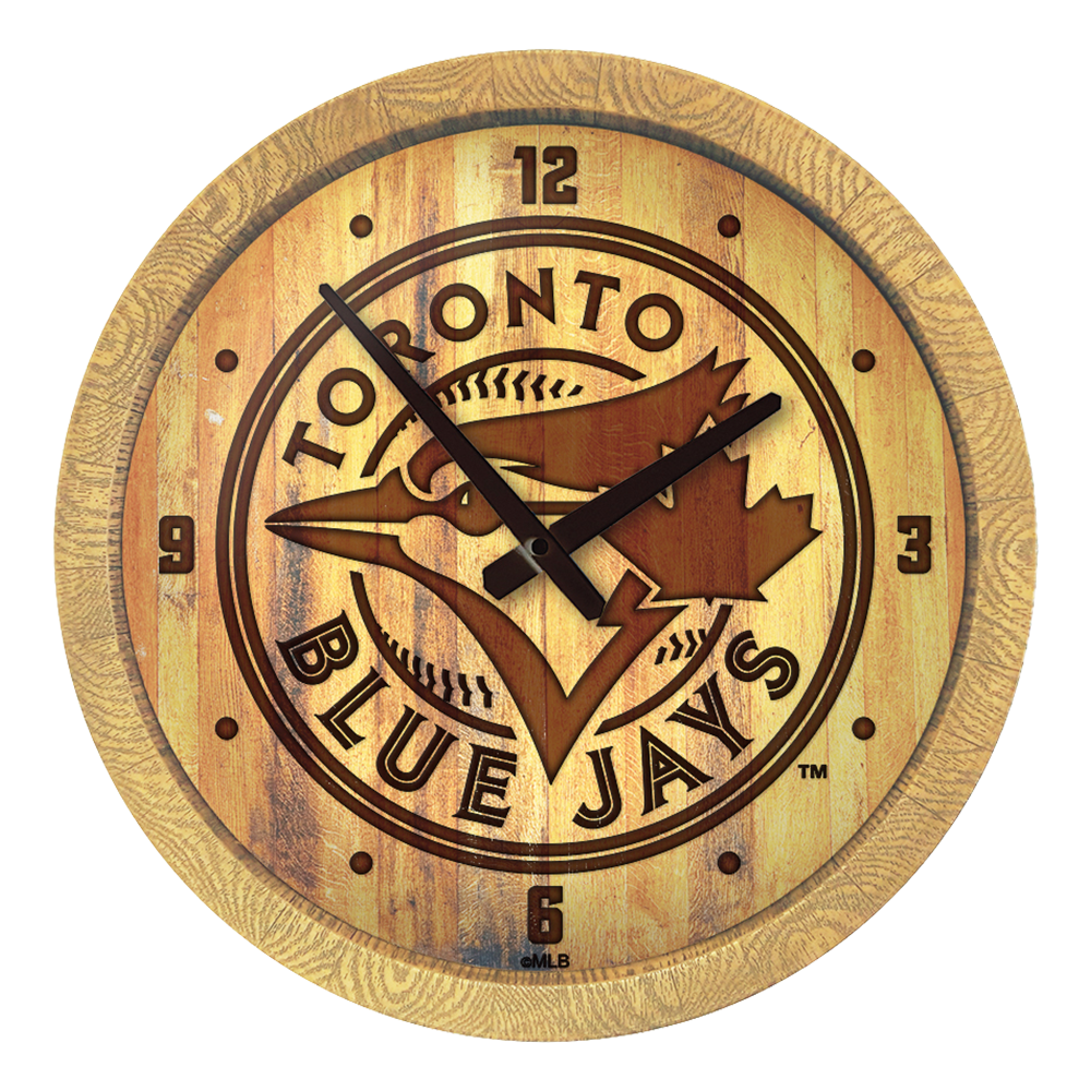 Toronto Blue Jays Branded "Faux" Barrel Top Clock  