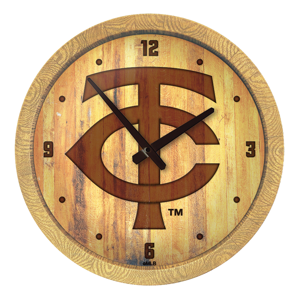 Minnesota Twins Logo - Branded "Faux" Barrel Top Clock  