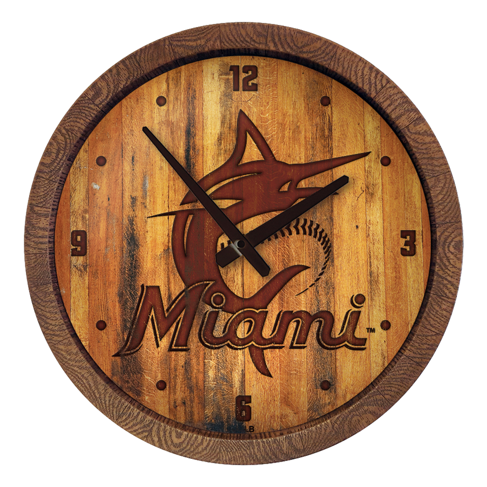 Miami Marlins Branded "Faux" Barrel Top Clock  
