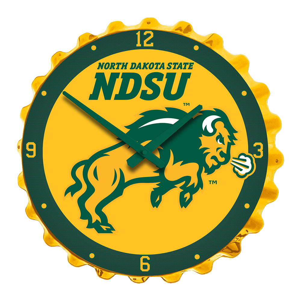 North Dakota State Bison Charging - Bottle Cap Wall Clock  