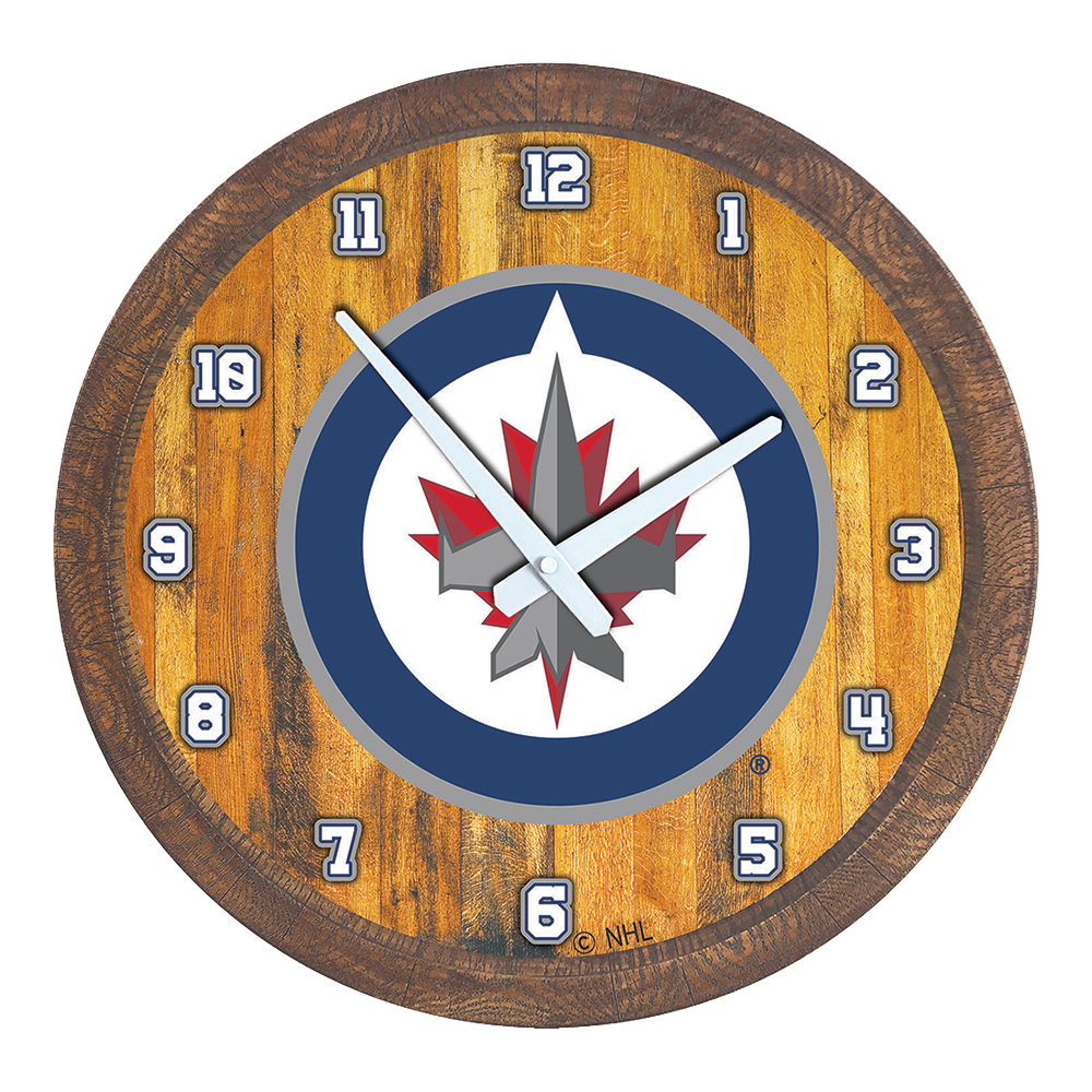 Winnipeg Jets "Faux" Barrel Top Wall Clock  