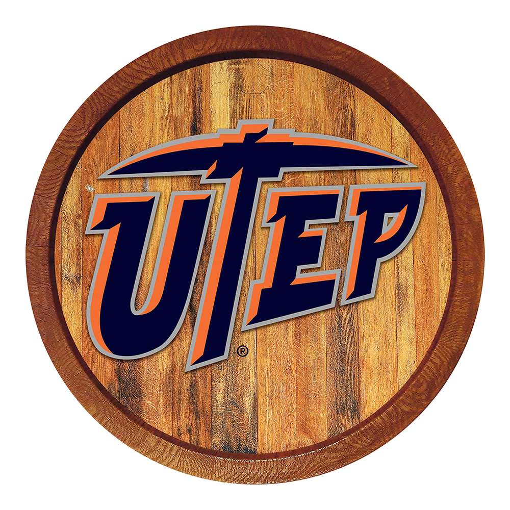 UTEP Miners Logo Color (Plastic) - "Faux" Barrel Top Sign  