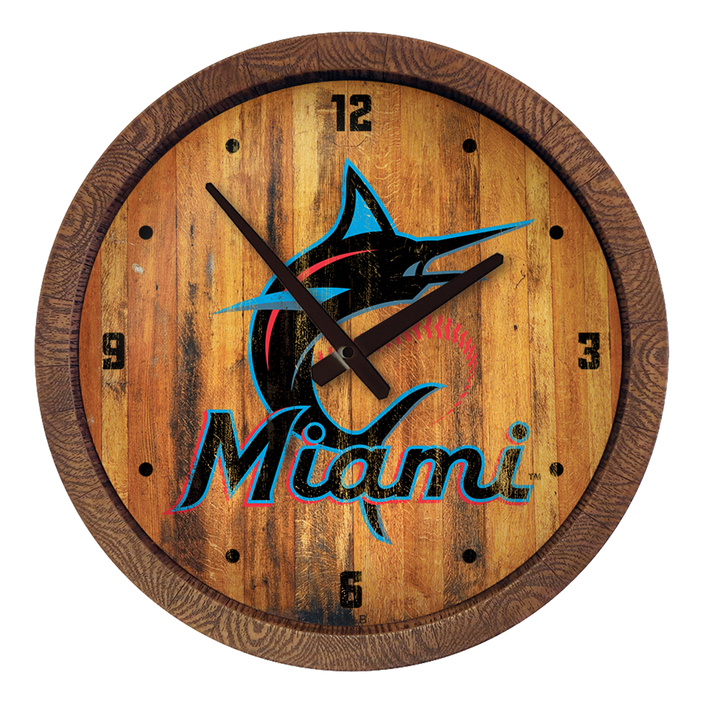 Miami Marlins Weathered "Faux" Barrel Top Clock  