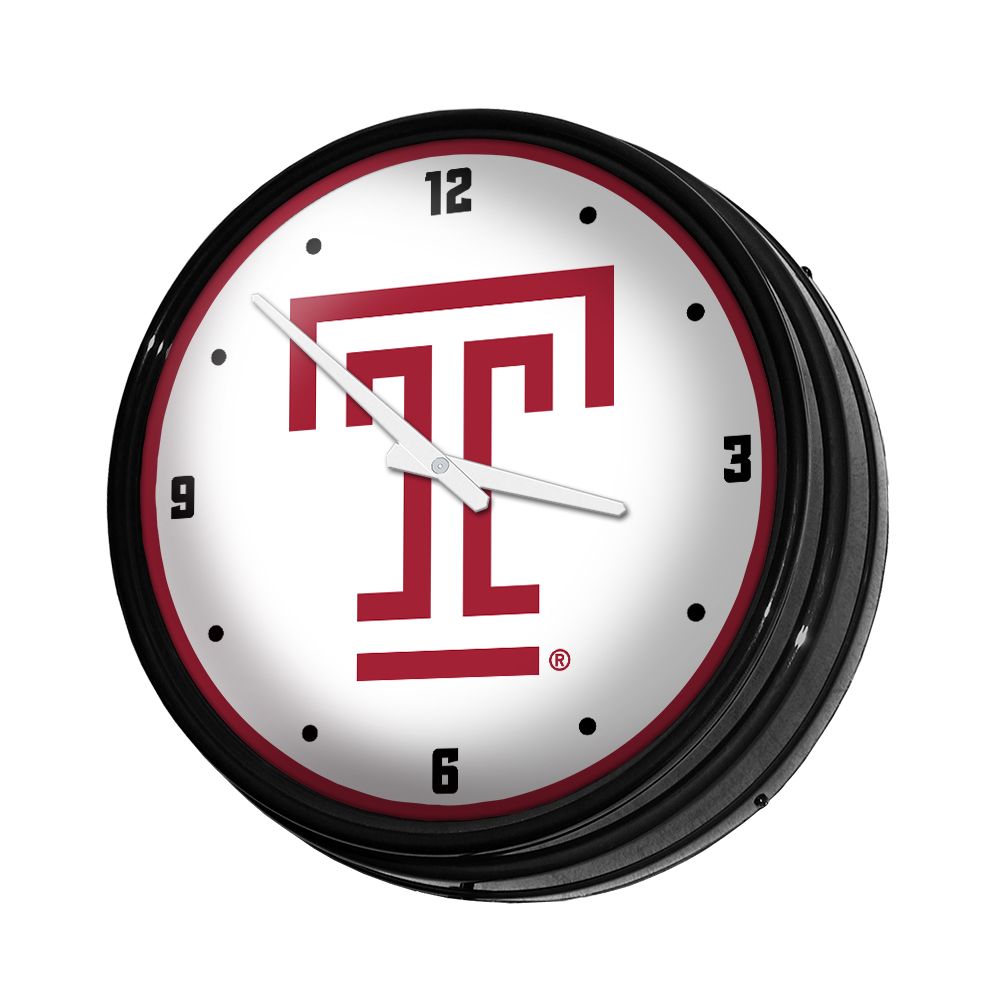 Temple Owls Logo - Retro Lighted Wall Clock
