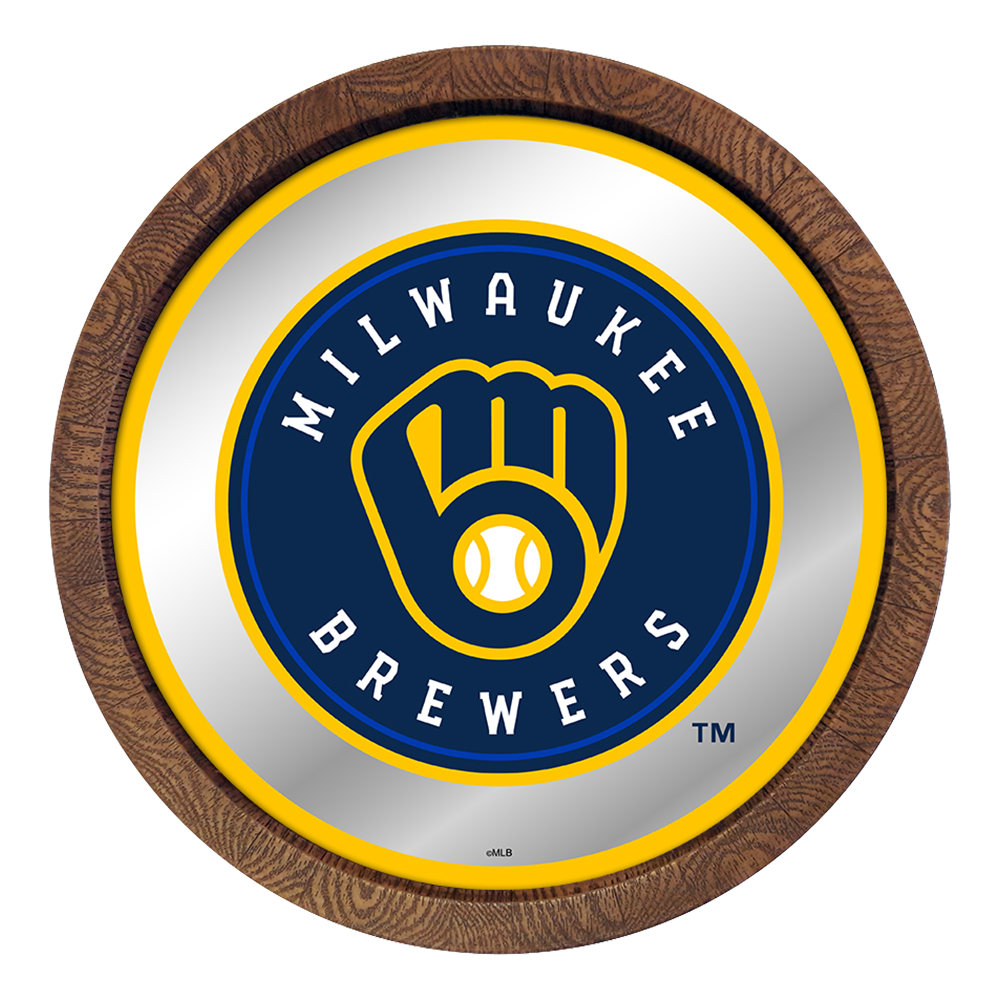 Milwaukee Brewers "Faux" Barrel Top Mirrored Wall Sign  