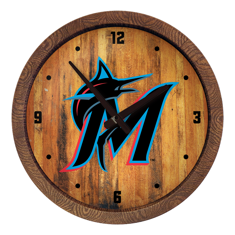 Miami Marlins Logo - "Faux" Barrel Top Clock  