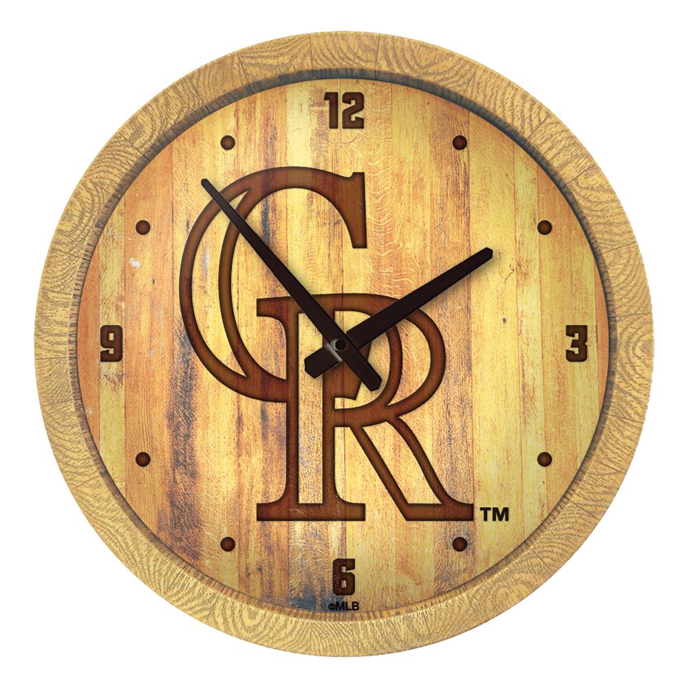 Colorado Rockies Branded "Faux" Barrel Top Clock  