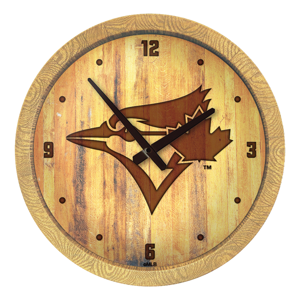 Toronto Blue Jays Logo - Branded "Faux" Barrel Top Clock  