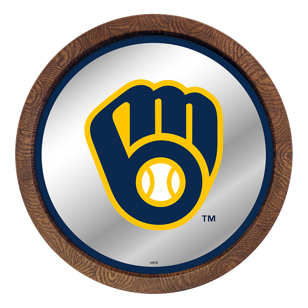 Milwaukee Brewers "Faux" Barrel Top Mirrored Wall Sign  