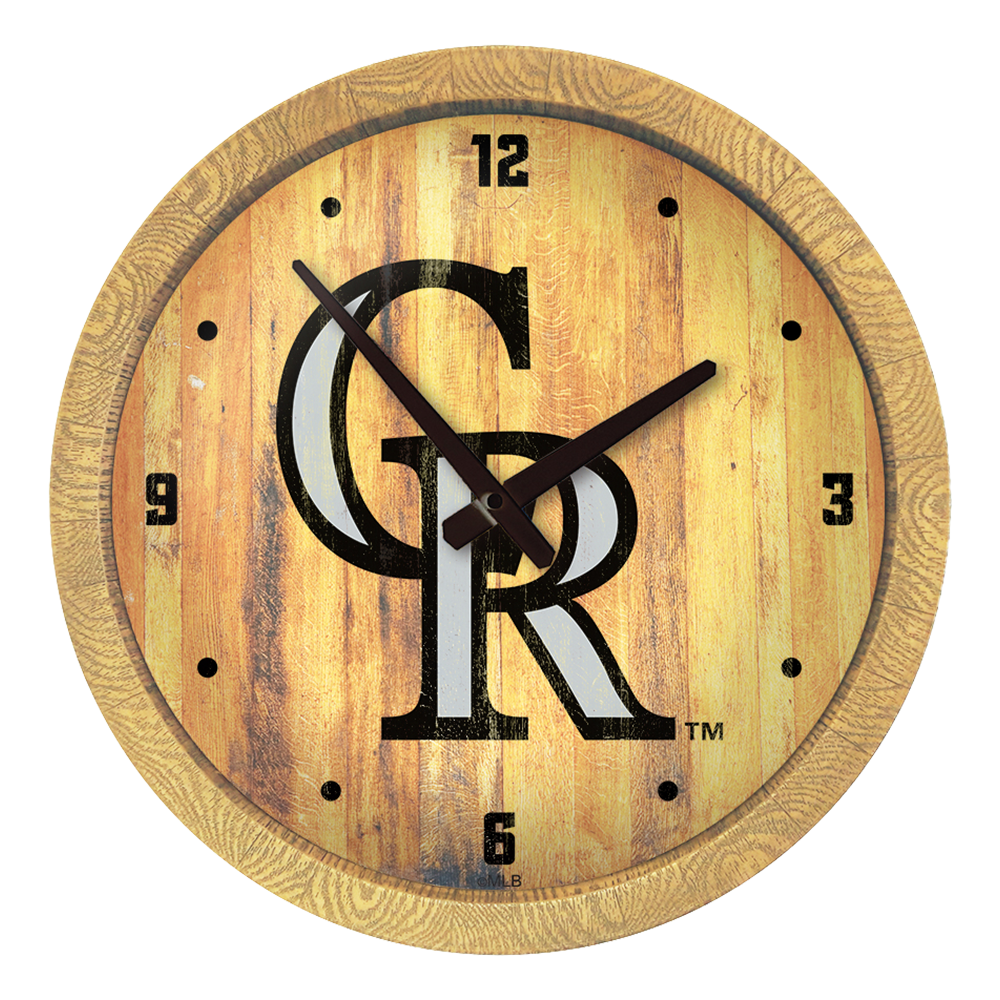 Colorado Rockies Weathered "Faux" Barrel Top Clock  
