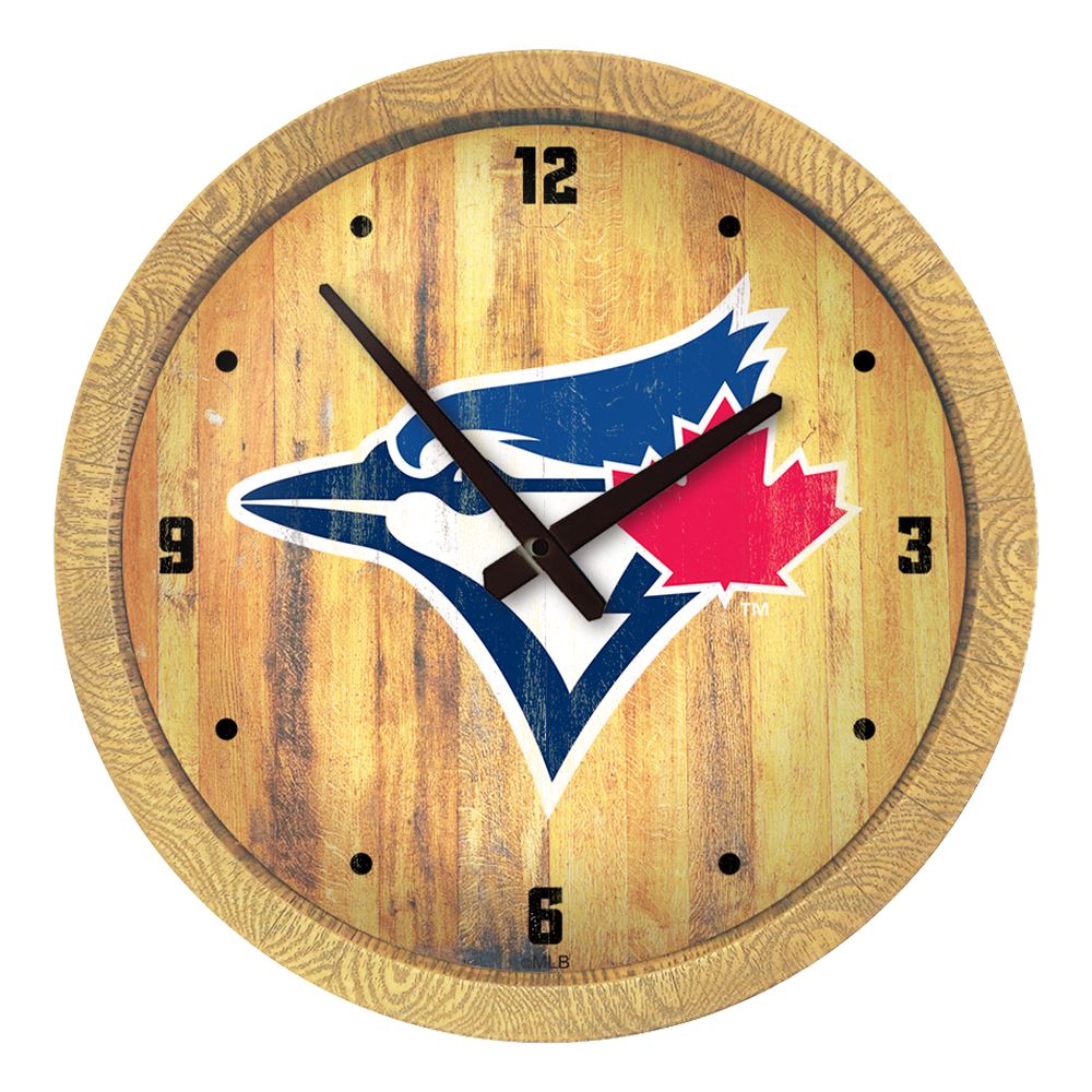 Toronto Blue Jays Logo - Weathered "Faux" Barrel Top Clock  