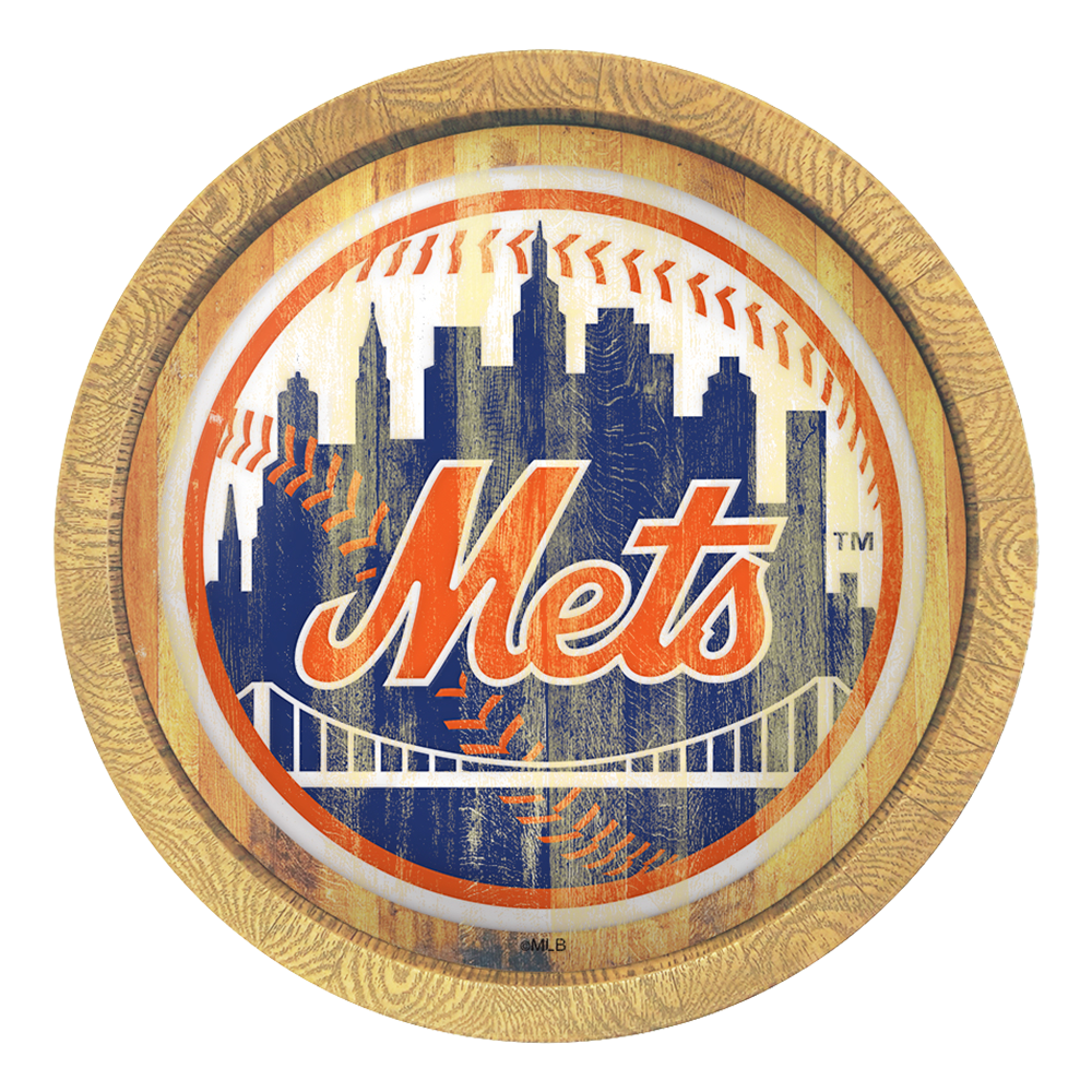 New York Mets Weathered "Faux" Barrel Top Sign  
