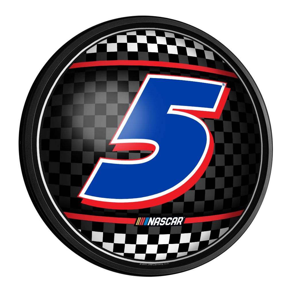 Kyle Larson: Checkered Flag  - Round Slimline Lighted Wall Sign