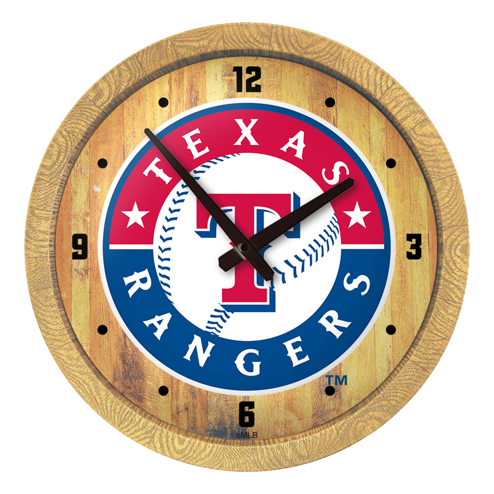 Texas Rangers "Faux" Barrel Top Clock  