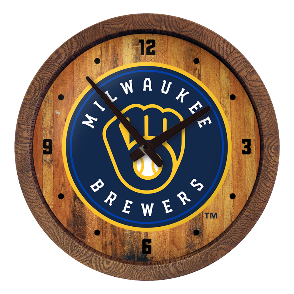 Milwaukee Brewers "Faux" Barrel Top Clock  