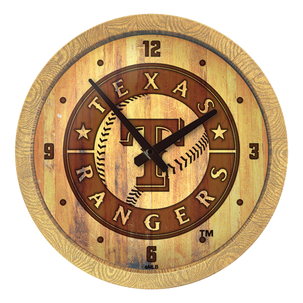 Texas Rangers Branded "Faux" Barrel Top Clock  